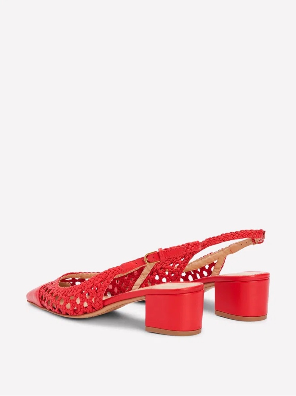 Alisa Red Woven Slingback Block Heel Women's Shoes Boden - Picture 5 of 6